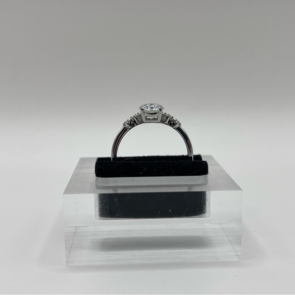 Moissanite Round Brilliant Sterling Silver Ring - Picture 2 of 8